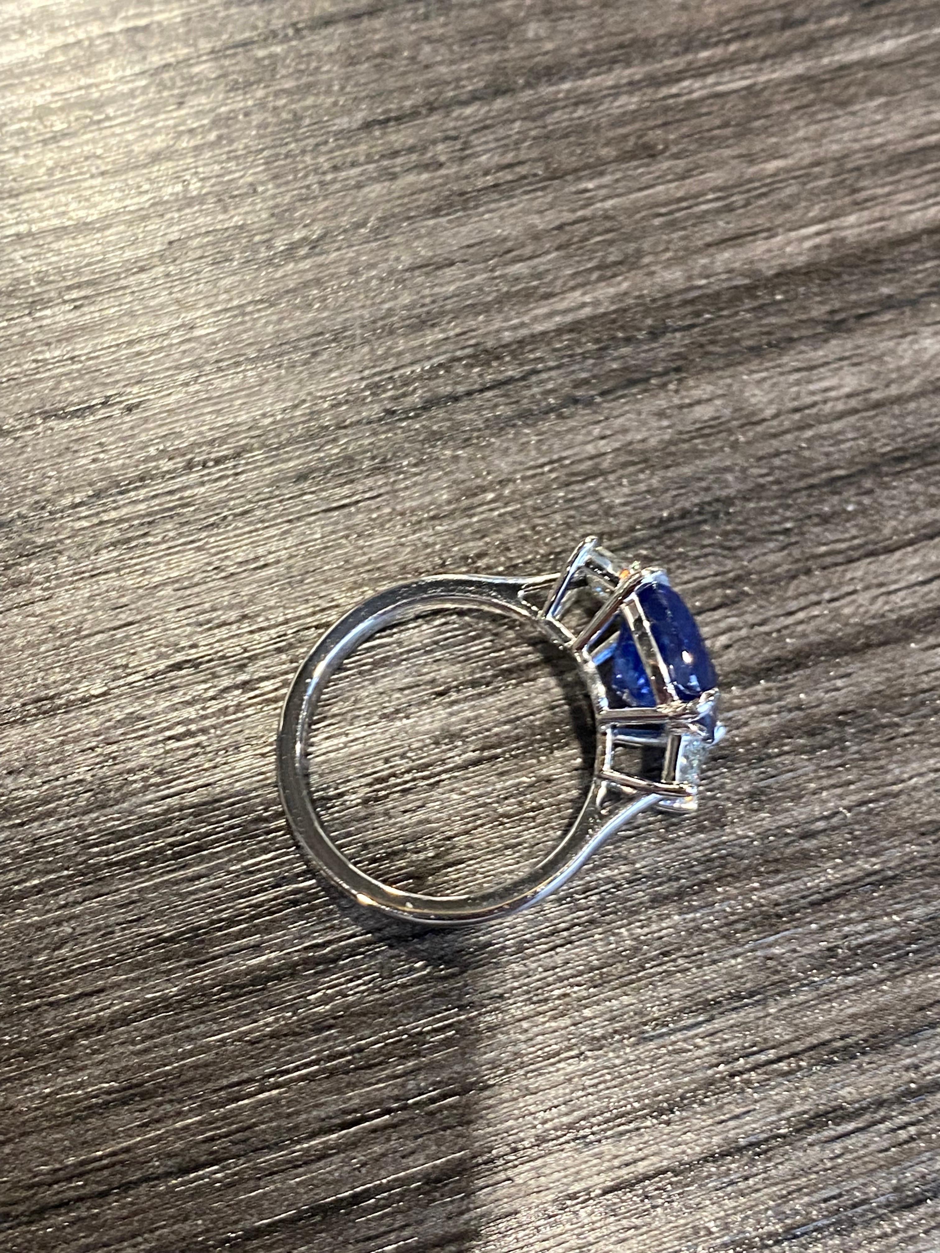 Cushion Cut Emilio Jewelry Certified 6.39 Carat Sapphire Ring For Sale