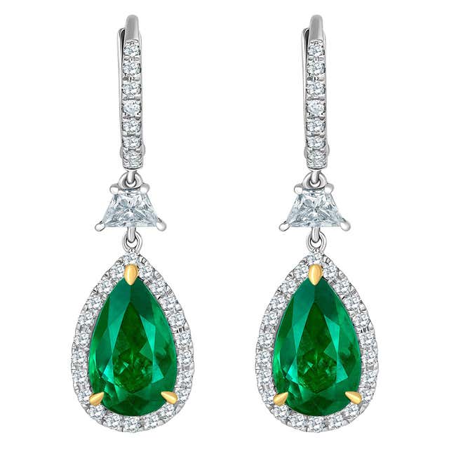 Emilio Jewelry Vivid Green 99.48 Carat Colombian Emerald Suite For Sale ...