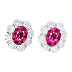 Emilio Jewelry Pendientes de diamantes de rubí certificados de 7,00 quilates sin calor
