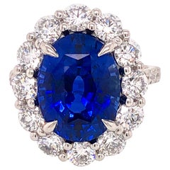 Emilio Jewelry Certified 8.29 Carat Vivid Blue Ceylon Sapphire Diamond Ring