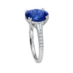 Emilio Jewelry Certified 7.46 Carat Round Sapphire Diamond Ring