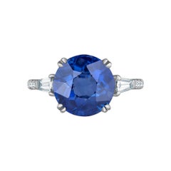 Emilio Jewelry Bague avec saphir rond certifié de 7,46 carats et diamants