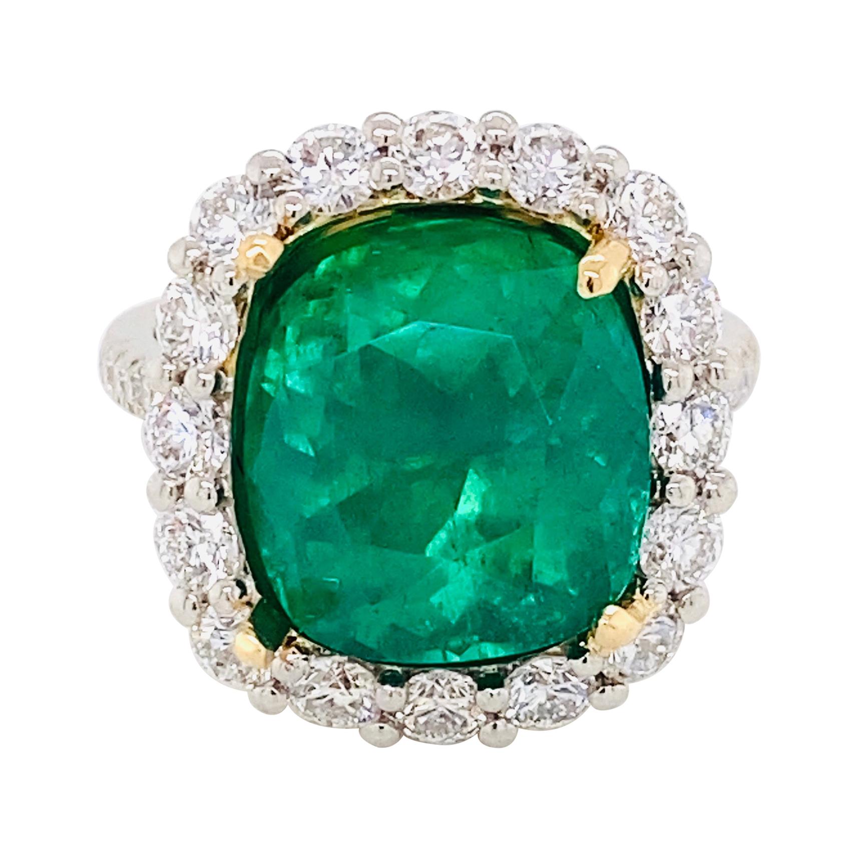 Emilio Jewelry Certified 7.65 Carat Muzo Vivid Green Colombian Emerald Ring