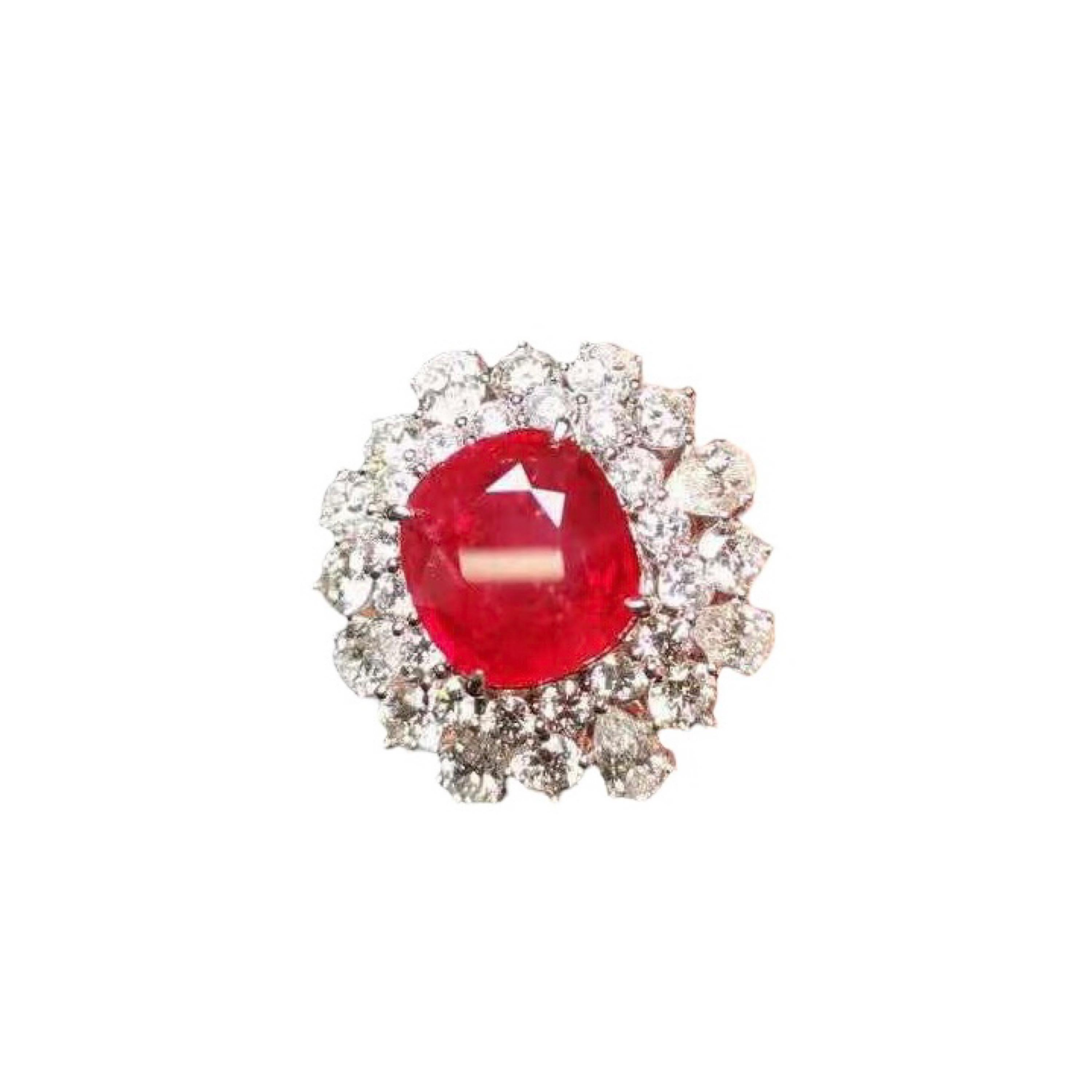 Emilio Jewelry, bague en rubis de Birmanie non traité de 7,89 carats  en vente