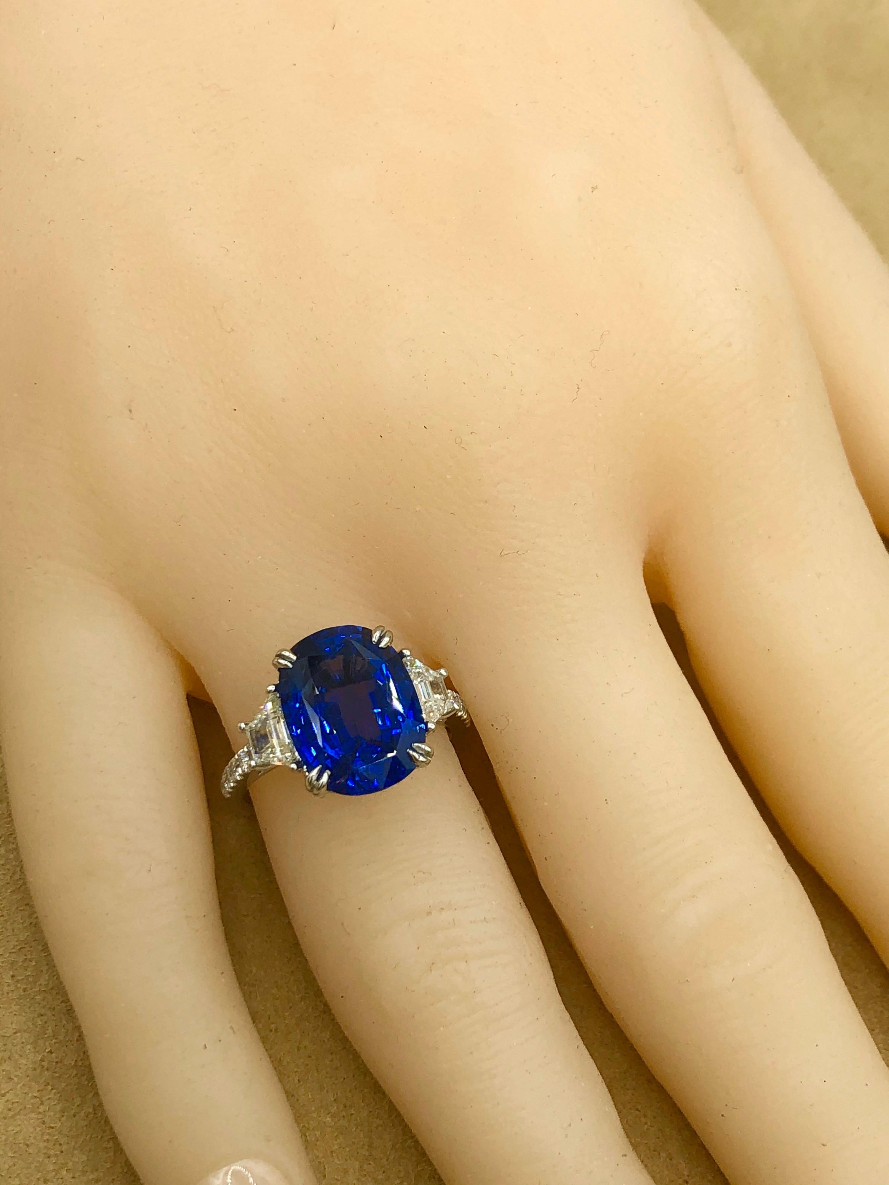 Emilio Jewelry Certified 7.96 Carat Sapphire Diamond Ring 5