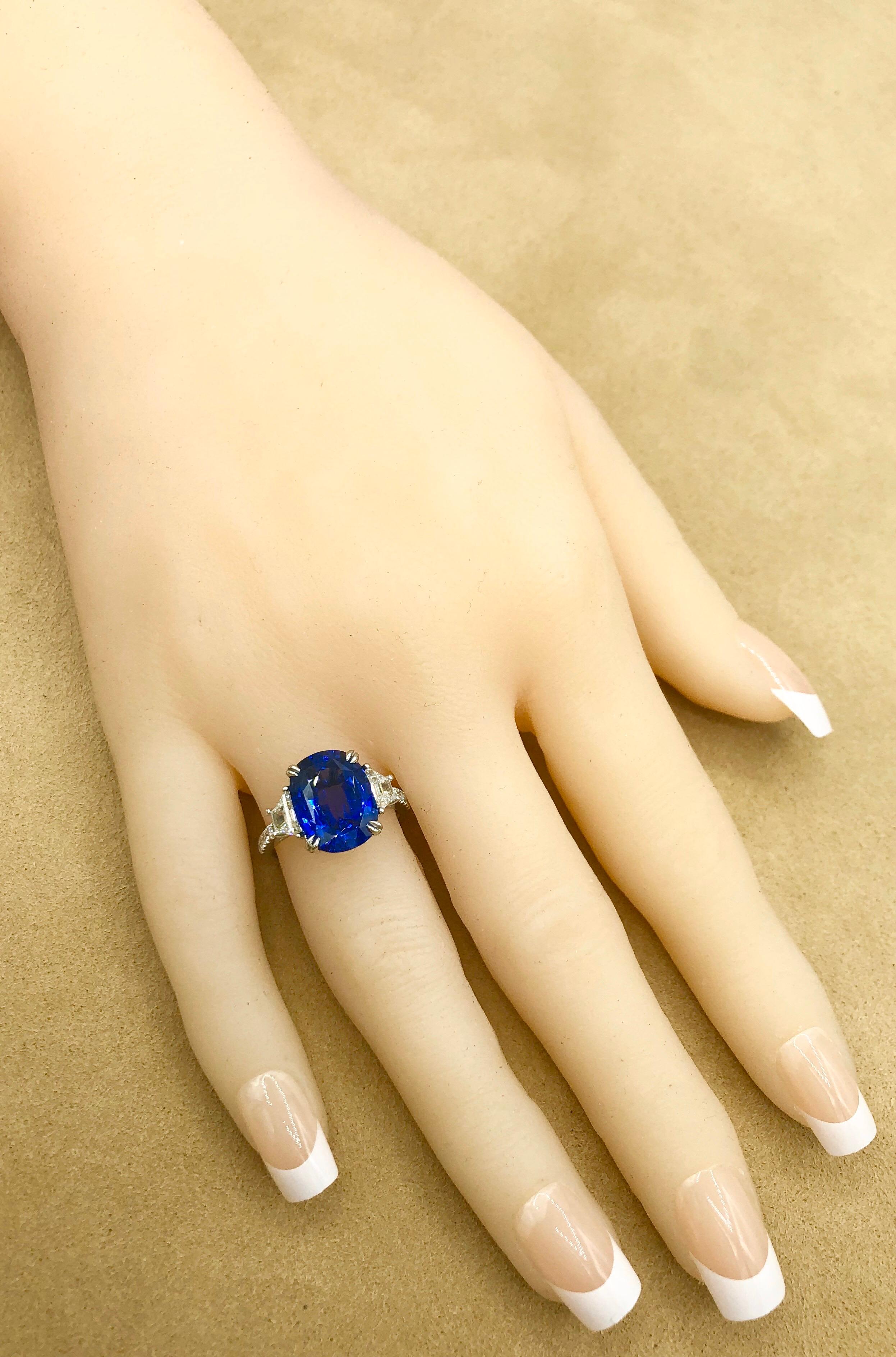 Emilio Jewelry Certified 7.96 Carat Sapphire Diamond Ring 4