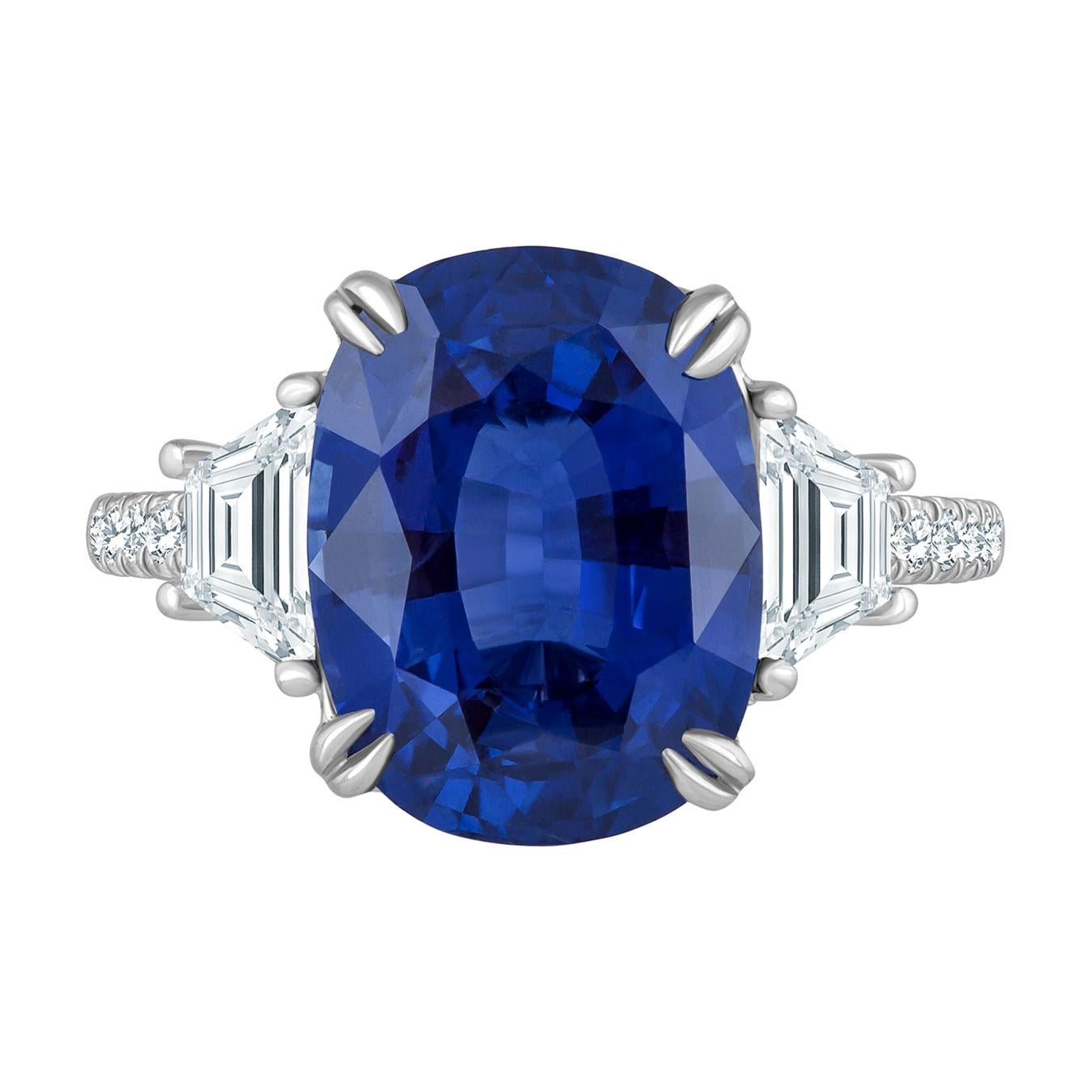 Emilio Jewelry Certified 7.96 Carat Sapphire Diamond Ring