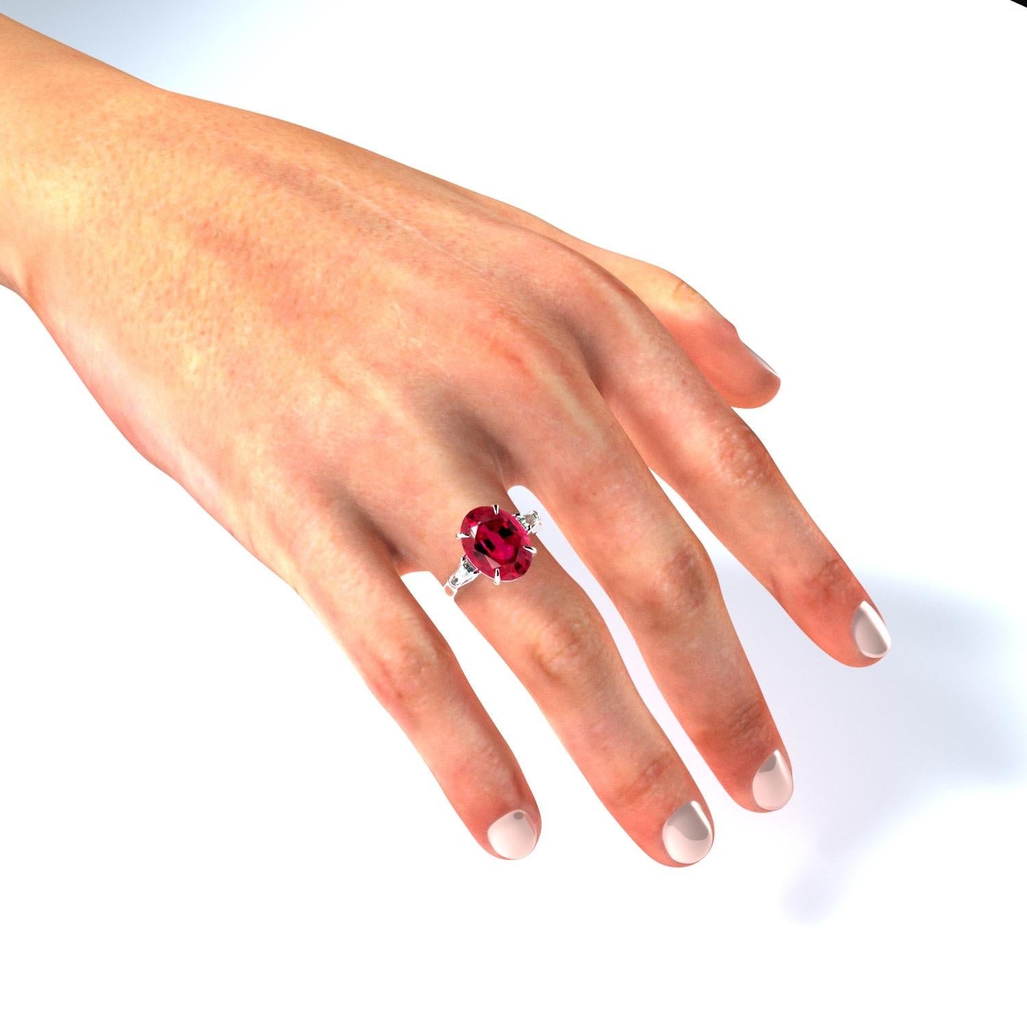 Emilio Jewelry, zertifizierter 8,00 Karat Rubin-Diamant-Ring (Kissenschliff) im Angebot