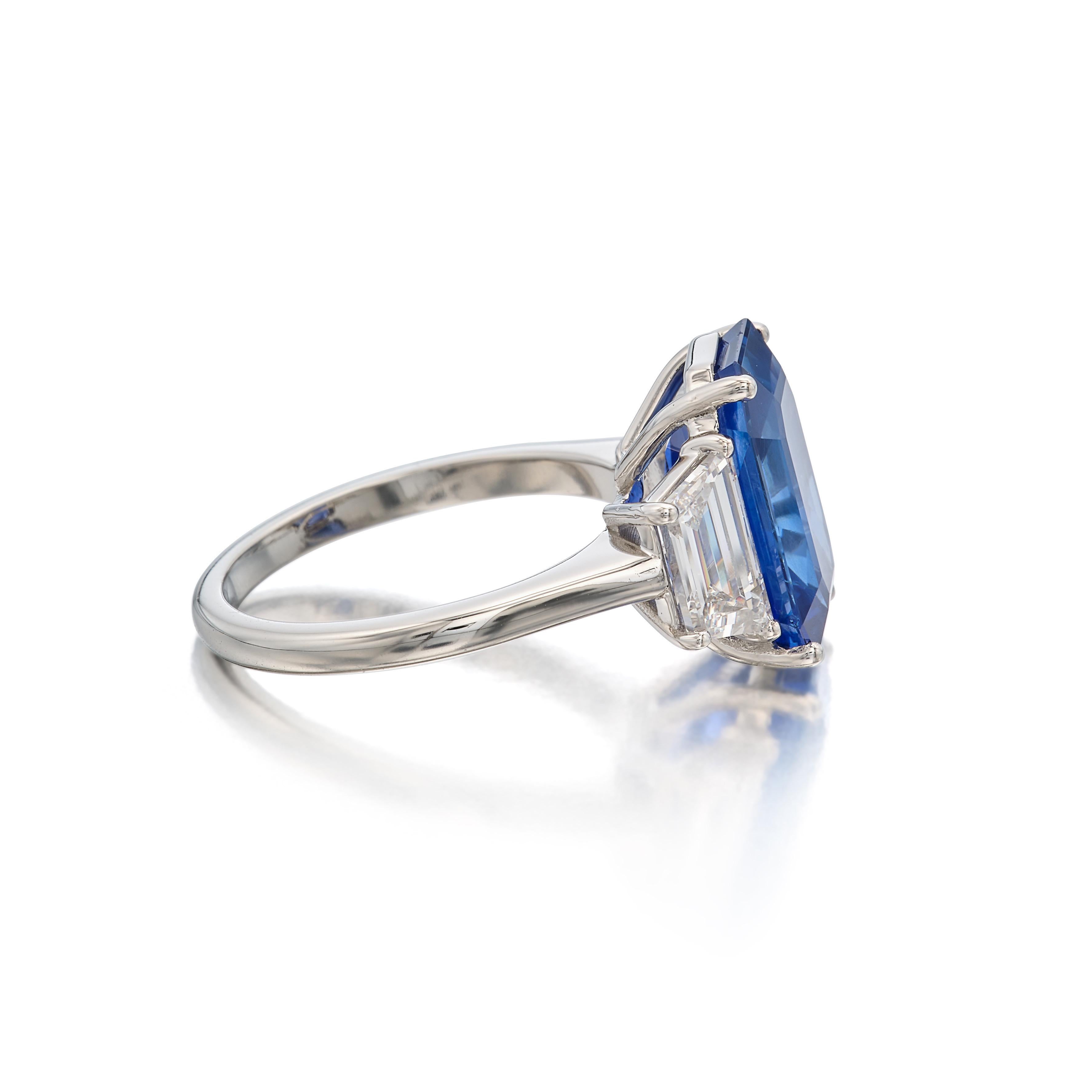 Emilio Jewelry zertifiziert 8,75 Karat  Burma Ring mit unbehandeltem Saphir (Smaragdschliff)