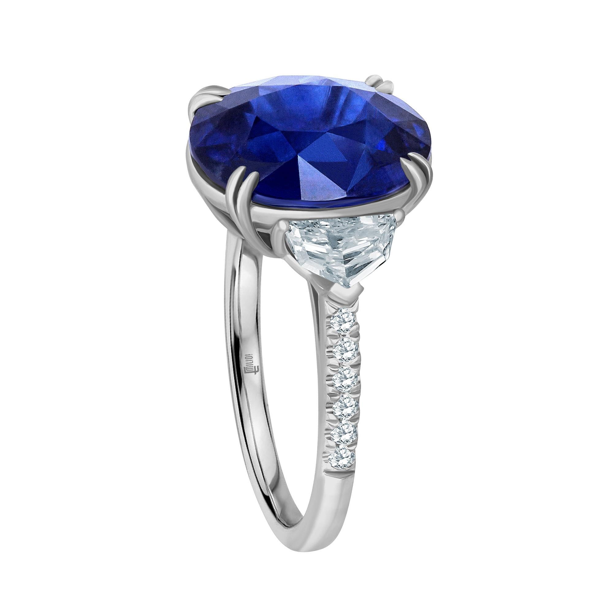 
Showcasing a gorgeous 8.05ct genuine oval Cut Sapphire Certified AGL and by C.Dunaigre. The Sapphire color certified as Vivid Blue also known as royal blue. It has lots of sparkle. The origin is Ceylon/Sri Lanka and only heat treated. (if you only