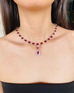 Emilio Jewelry Certified 89.00 Carat Pigeon Blood Burma No Heat Ruby Necklace