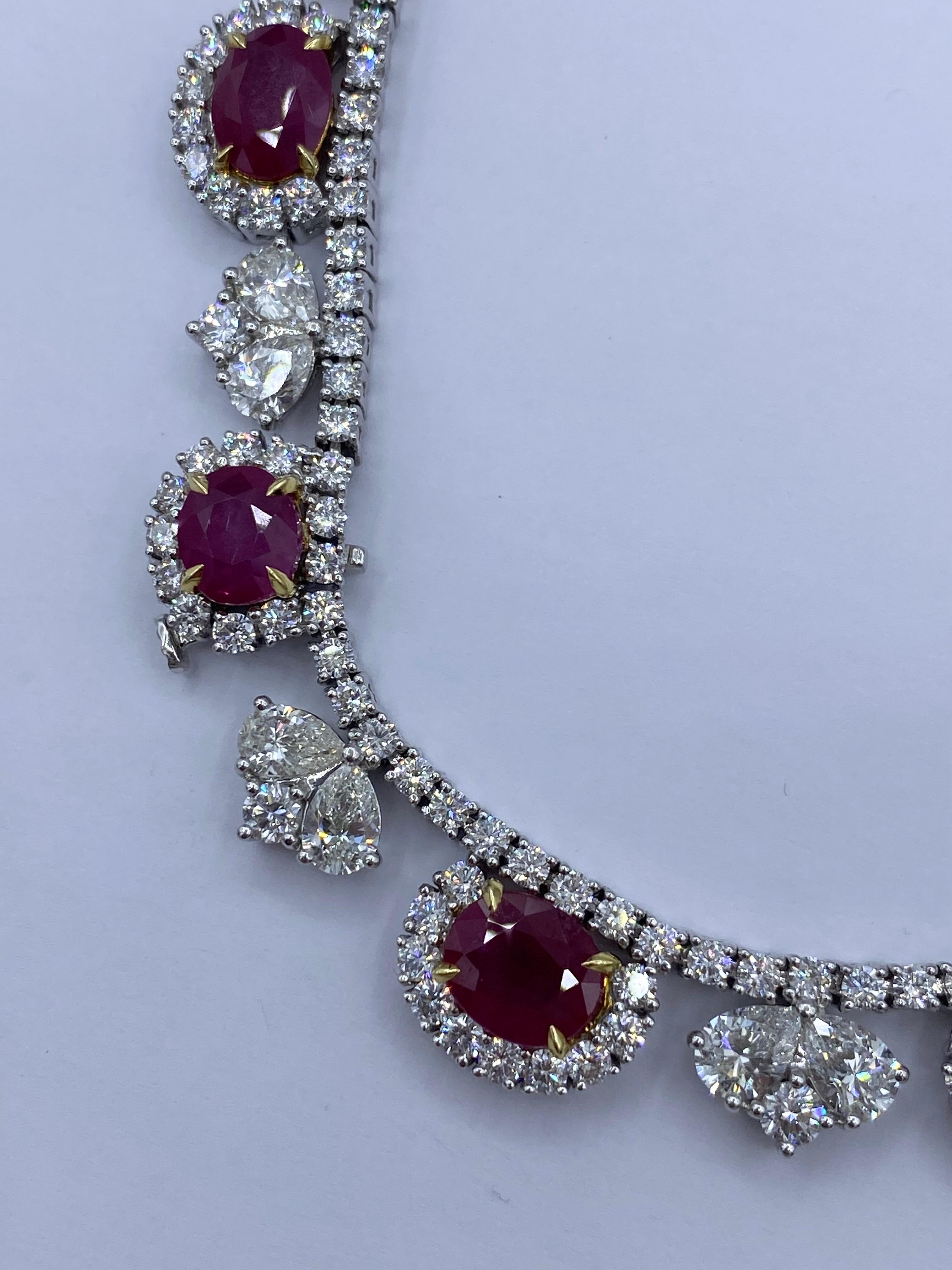 Emilio Jewelry Certified 95.00 Carat Burma Ruby Necklace And Bracelet Set  For Sale 4