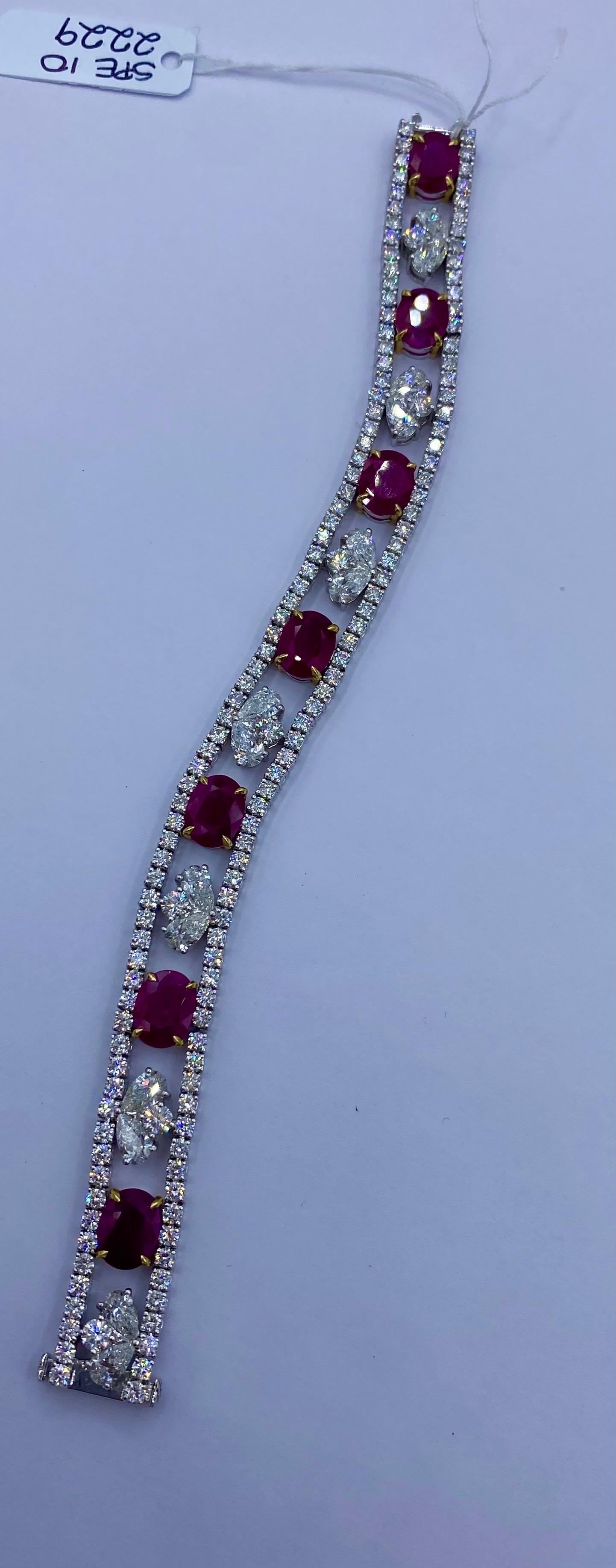 Emilio Jewelry Certified 95.00 Carat Burma Ruby Necklace And Bracelet Set  In New Condition For Sale In New York, NY