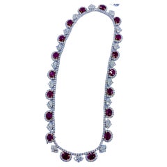 Emilio Jewelry, ensemble collier et bracelet en rubis de Birmanie certifié 95,00 carats 