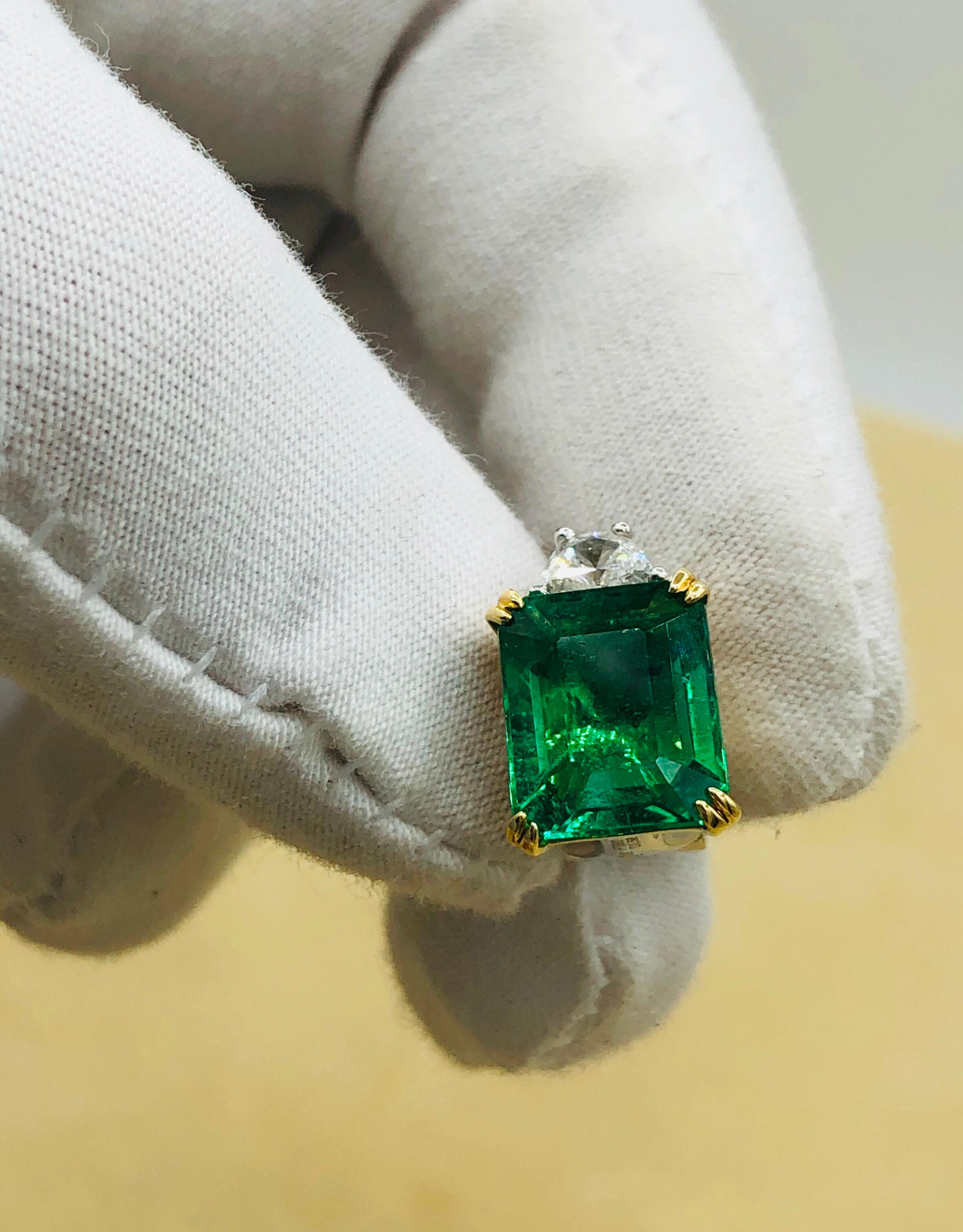 Emilio Jewelry Platin-Ohrringe mit zertifiziertem 9,65 Karat echtem Smaragd und Diamant im Angebot 11