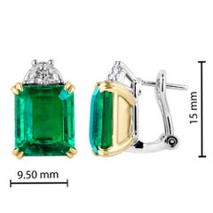 Emilio Jewelry Certified 9.65 Carat Genuine Emerald Diamond Platinum Earrings