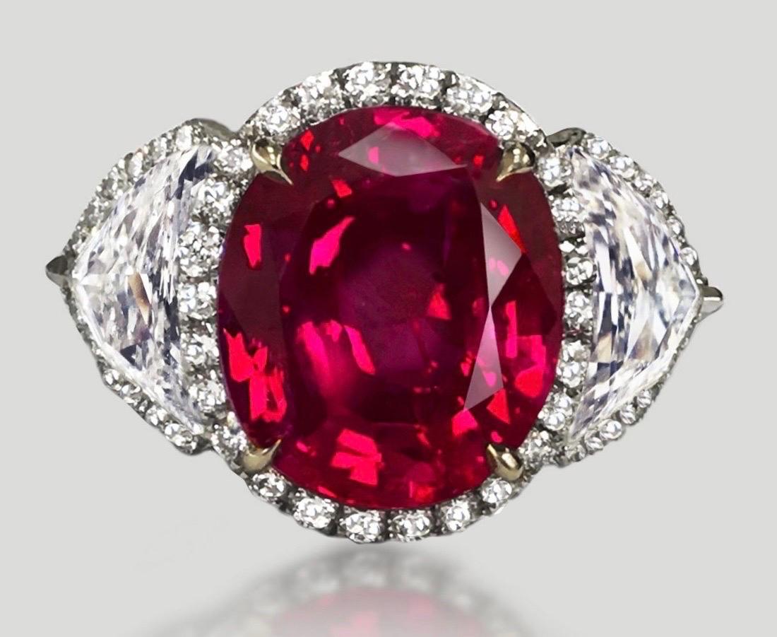 Emilio Jewelry, bague en rubis de Birmanie certifiée sans chaleur Neuf - En vente à New York, NY