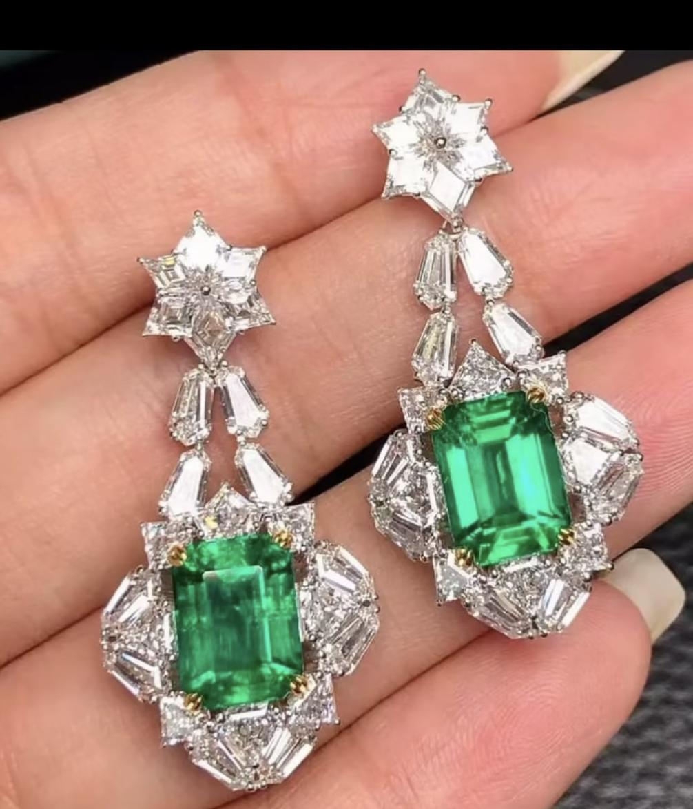 Emilio Jewelry Certified Colombian Emerald Earring In New Condition For Sale In New York, NY