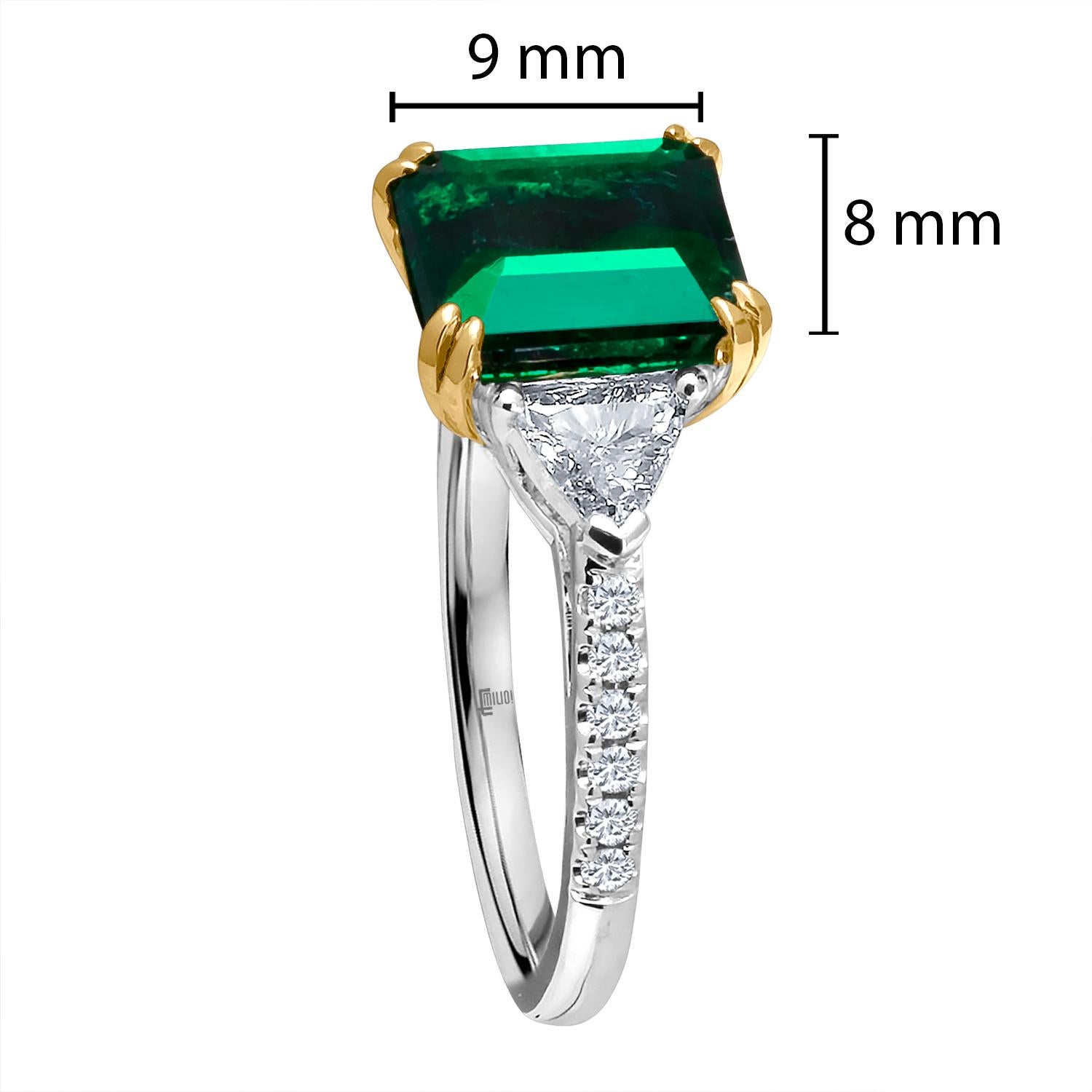 Emilio Jewelry Certified Genuine 3.87 Carat Emerald Platinum Diamond Ring In New Condition In New York, NY