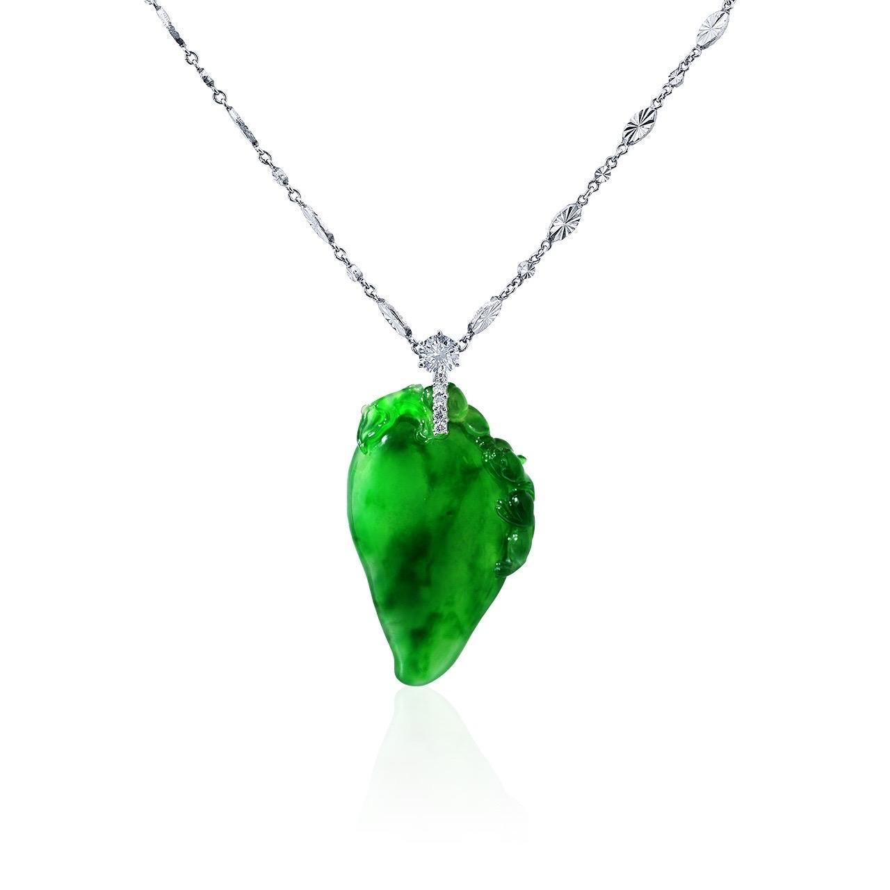 Emilio Jewelry Certified Natural Jade Pendant  In New Condition For Sale In New York, NY