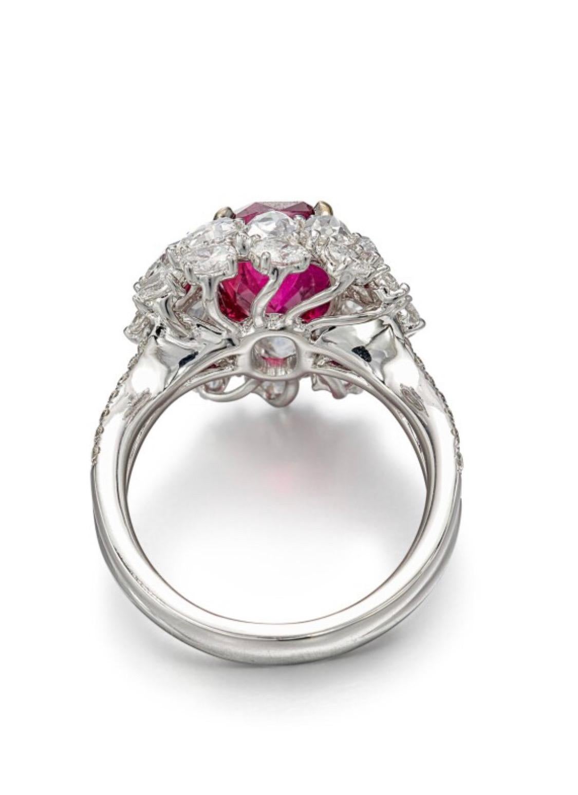 Emilio Jewelry Certified No Heat 6.00 Carat Ruby Ring In Excellent Condition For Sale In New York, NY