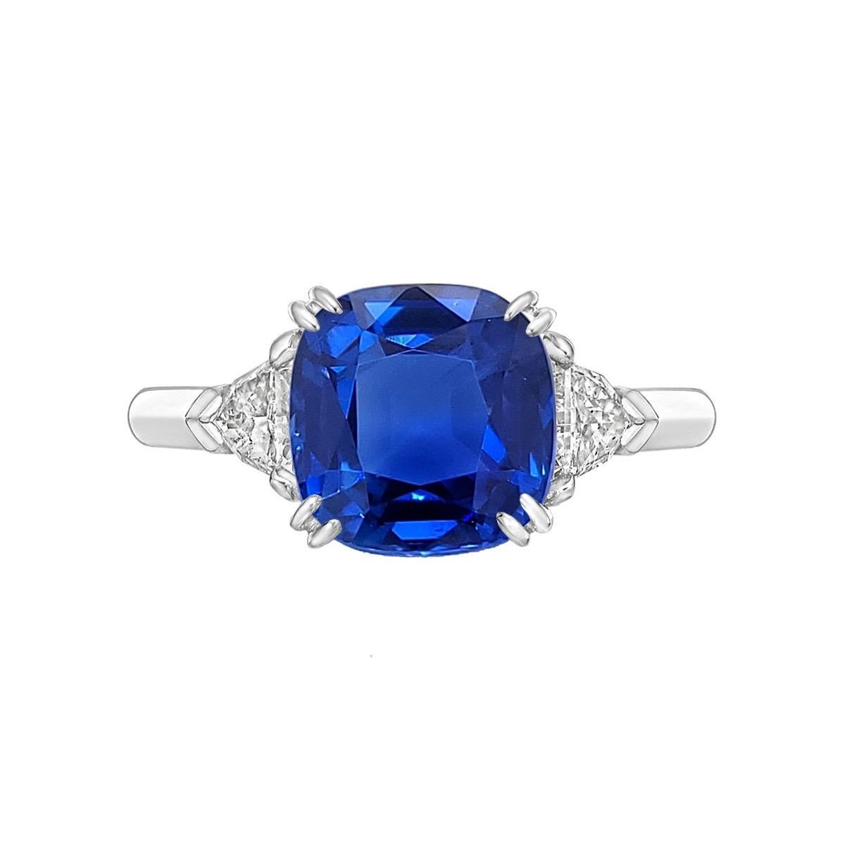 Emilio Jewelry Certified No Heat 6.70 Carat Cornflower Blue Sapphire Ring For Sale