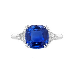 Emilio Jewelry Certified No Heat 6.70 Carat Cornflower Blue Sapphire Ring