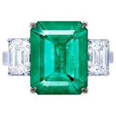 Emilio Jewelry Muzo No Oil Unenhanced 6.00 Carat Vivid Green Emerald Ring