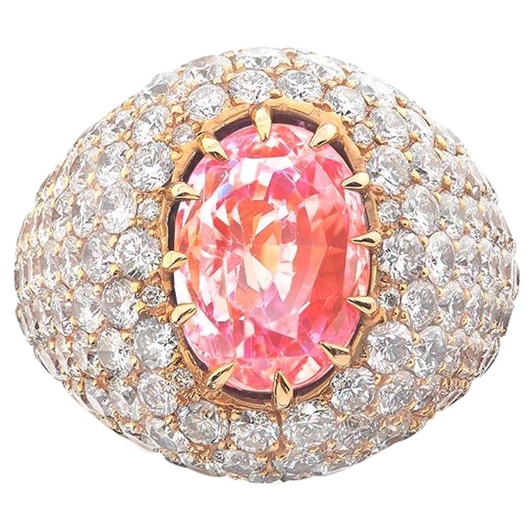 Emilio Jewelry, bague Padparascha en saphir certifié en vente