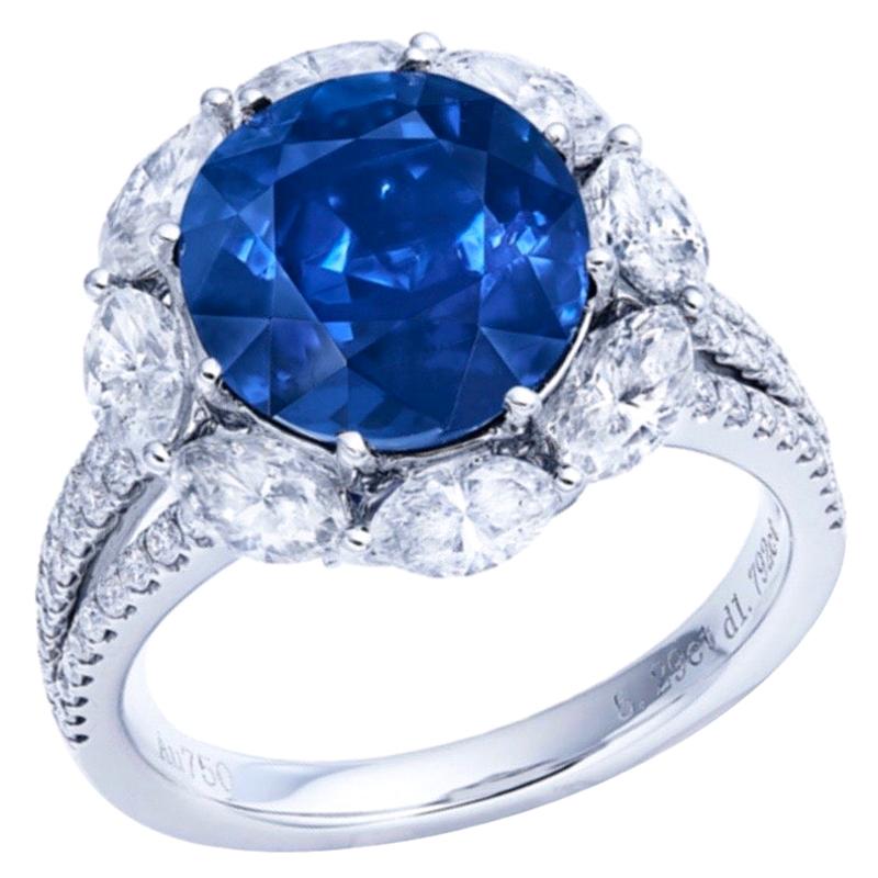 Emilio Jewelry Certified Unheated 5.00 Carat Sapphire Ring For Sale