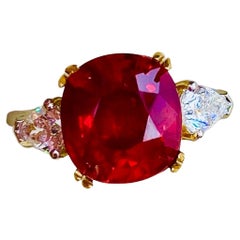 Emilio Jewelry Certified Untreated 6.00 Carat Ruby Ring 