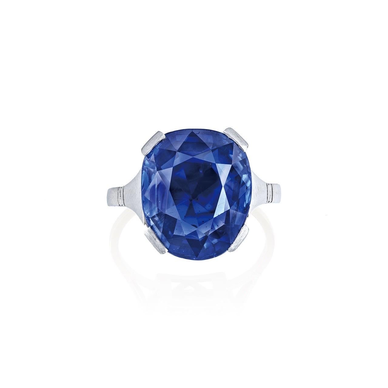 Cushion Cut Emilio Jewelry Certified Untreated Kashmir Sapphire Ring  For Sale