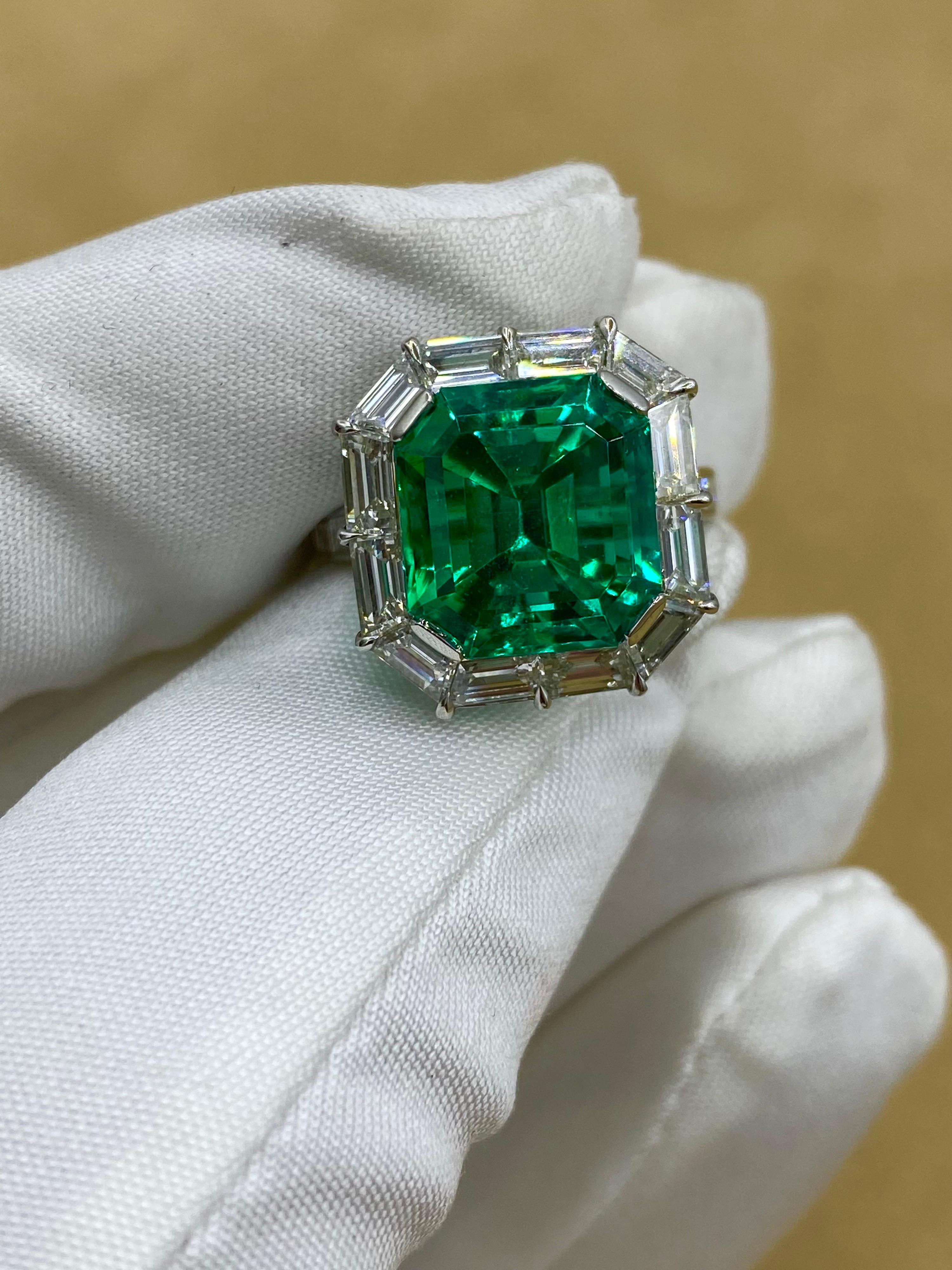 Emilio Jewelry Certified Untreated No Oil Colombian Emerald Ring For Sale 4