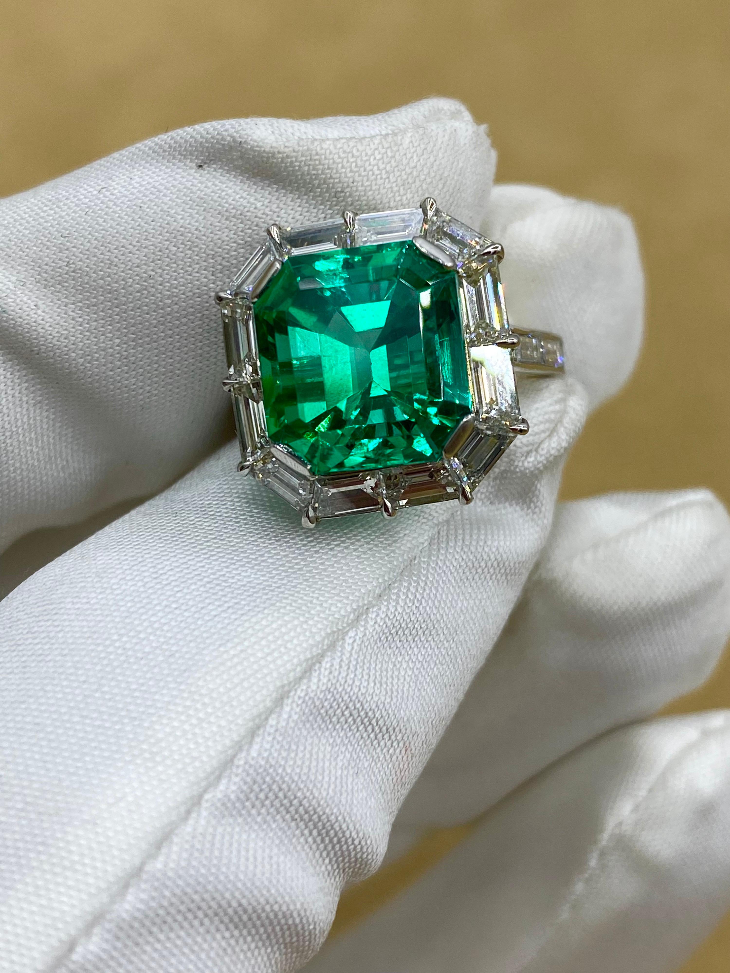 Emilio Jewelry Certified Untreated No Oil Colombian Emerald Ring For Sale 5