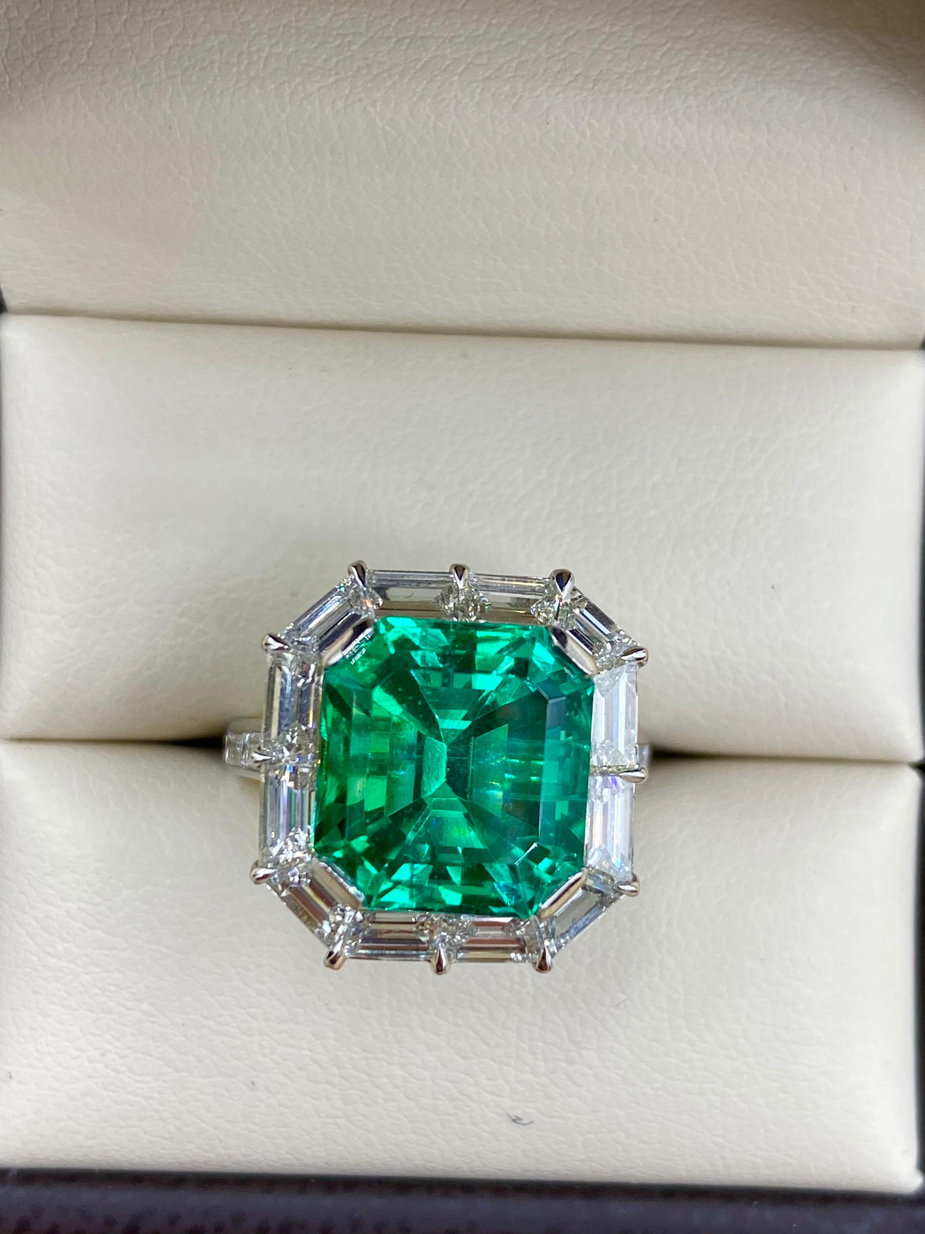 Emilio Jewelry Certified Untreated No Oil Colombian Emerald Ring For Sale 1