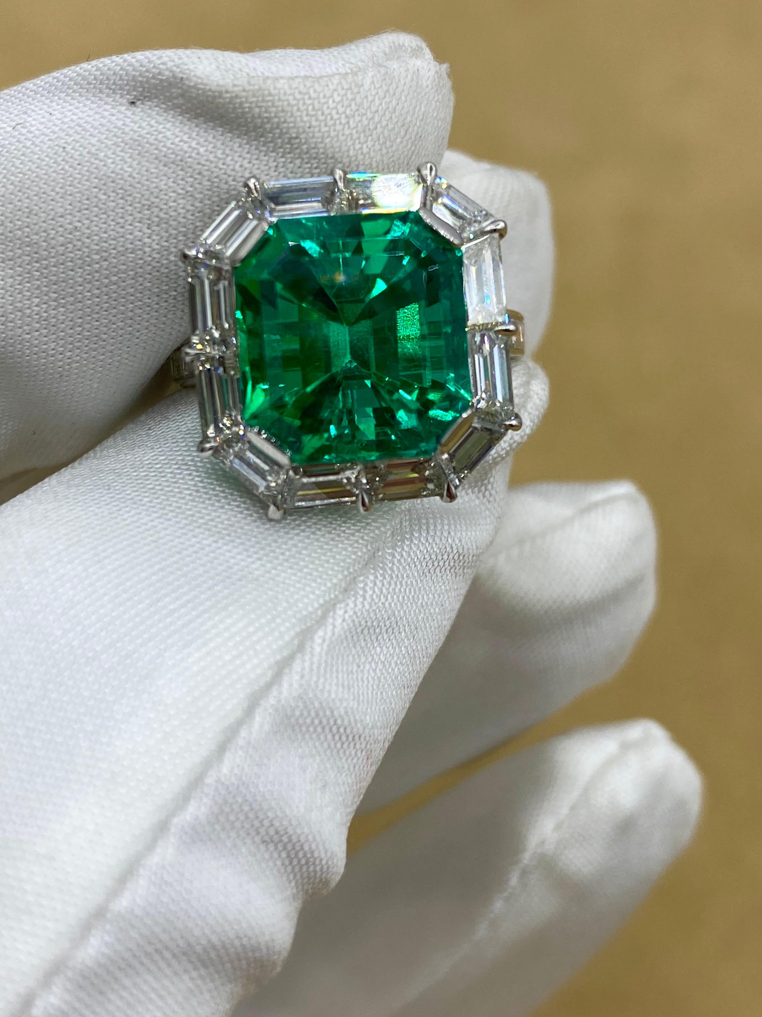Emilio Jewelry Certified Untreated No Oil Colombian Emerald Ring For Sale 2
