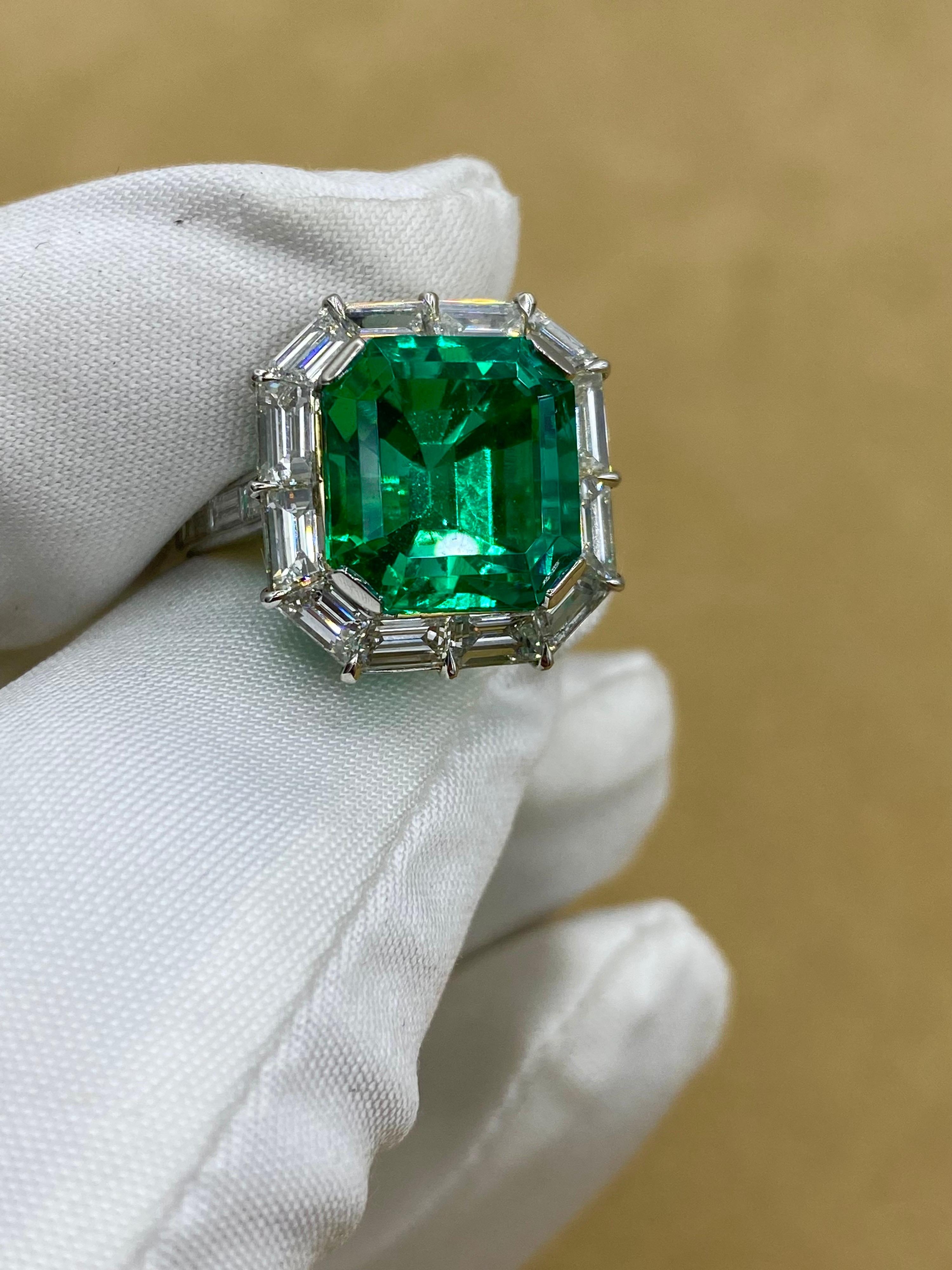 Emilio Jewelry Certified Untreated No Oil Colombian Emerald Ring For Sale 3