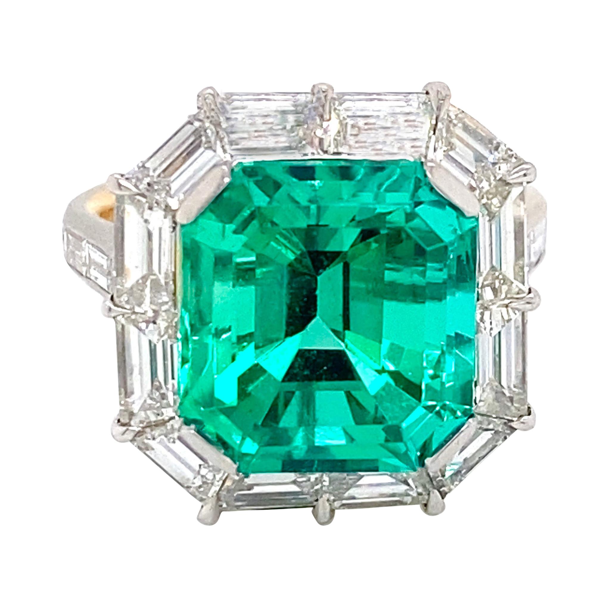 Emilio Jewelry Certified Untreated No Oil Colombian Emerald Ring For Sale