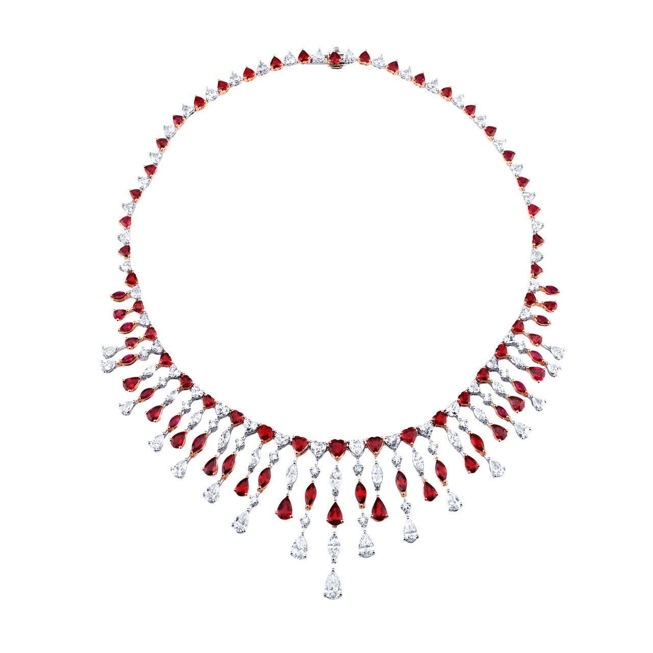 Emilio Jewelry Certified Untreated Ruby Necklace  In New Condition For Sale In New York, NY