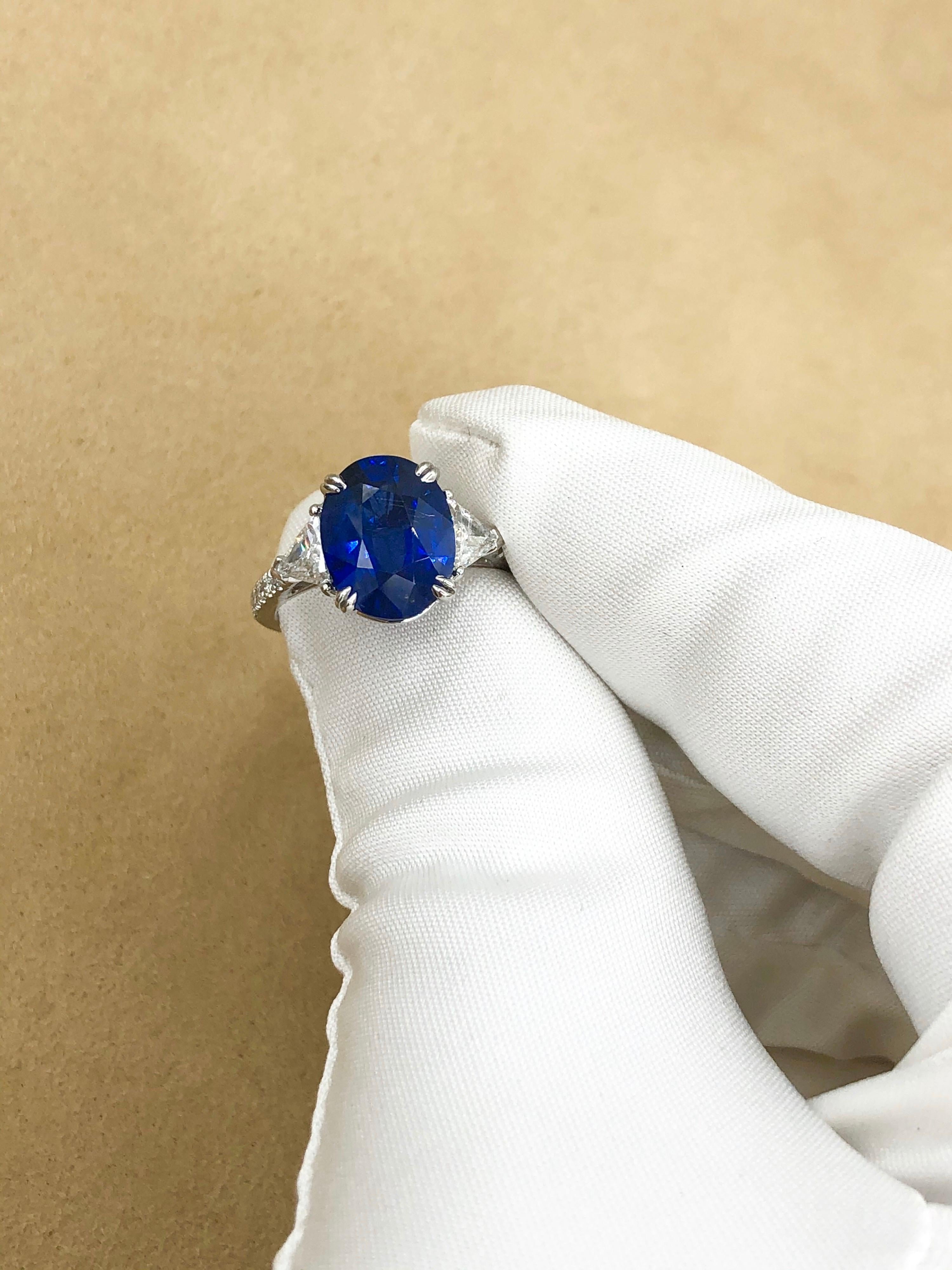 Emilio Jewelry Certified Vivid Blue Ceylon Sapphire Diamond Ring 1