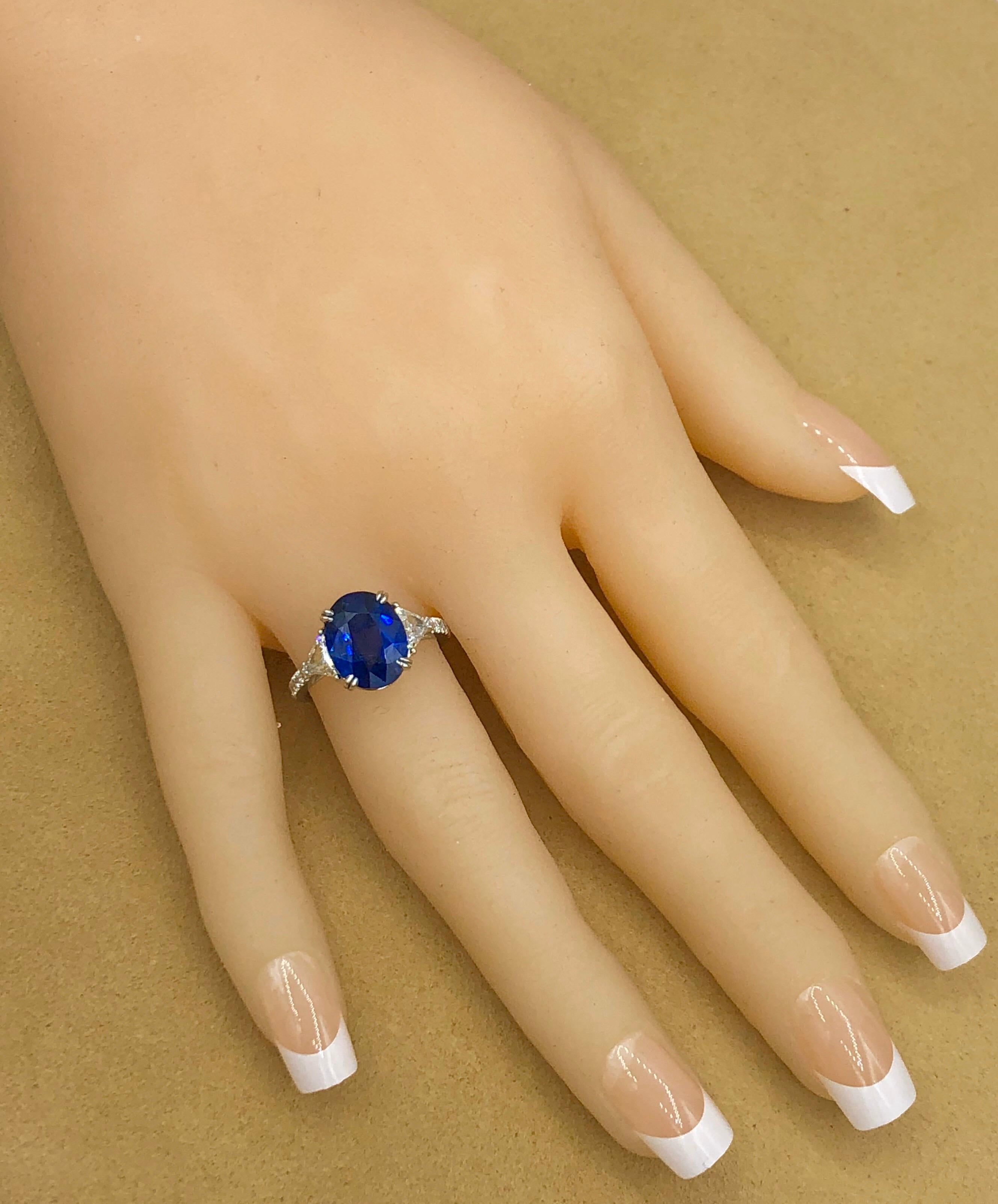 Emilio Jewelry Certified Vivid Blue Ceylon Sapphire Diamond Ring 3