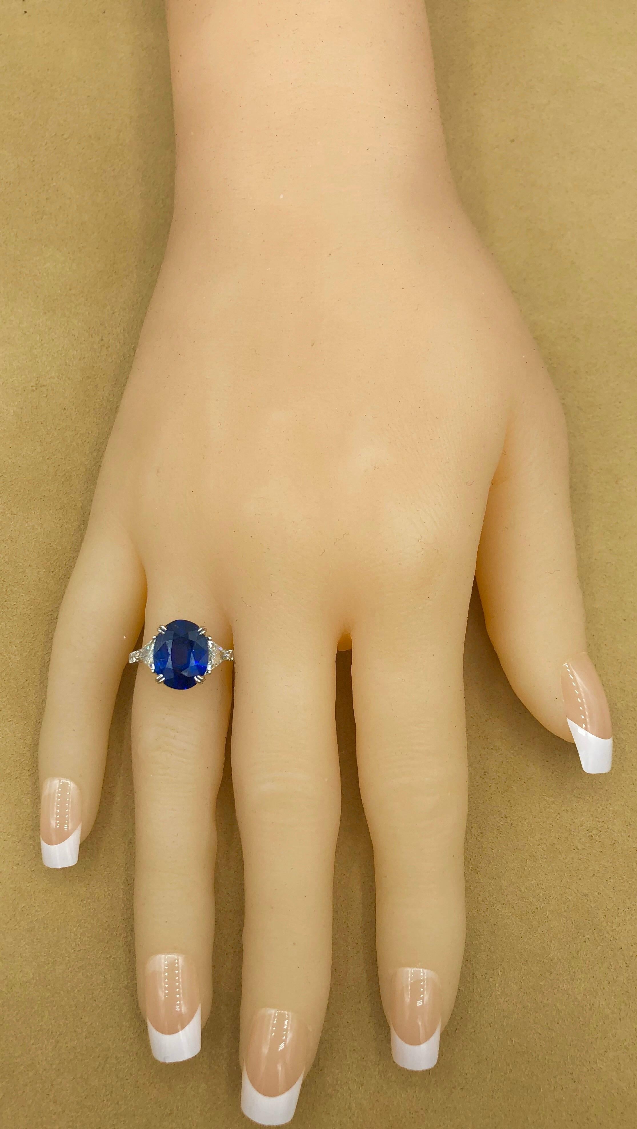 Emilio Jewelry Certified Vivid Blue Ceylon Sapphire Diamond Ring 4