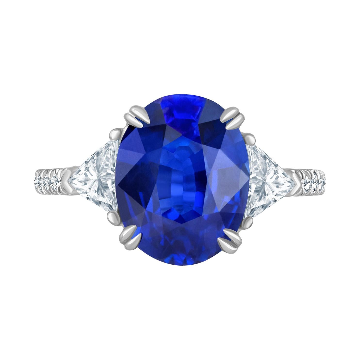 Emilio Jewelry Certified Vivid Blue Ceylon Sapphire Diamond Ring