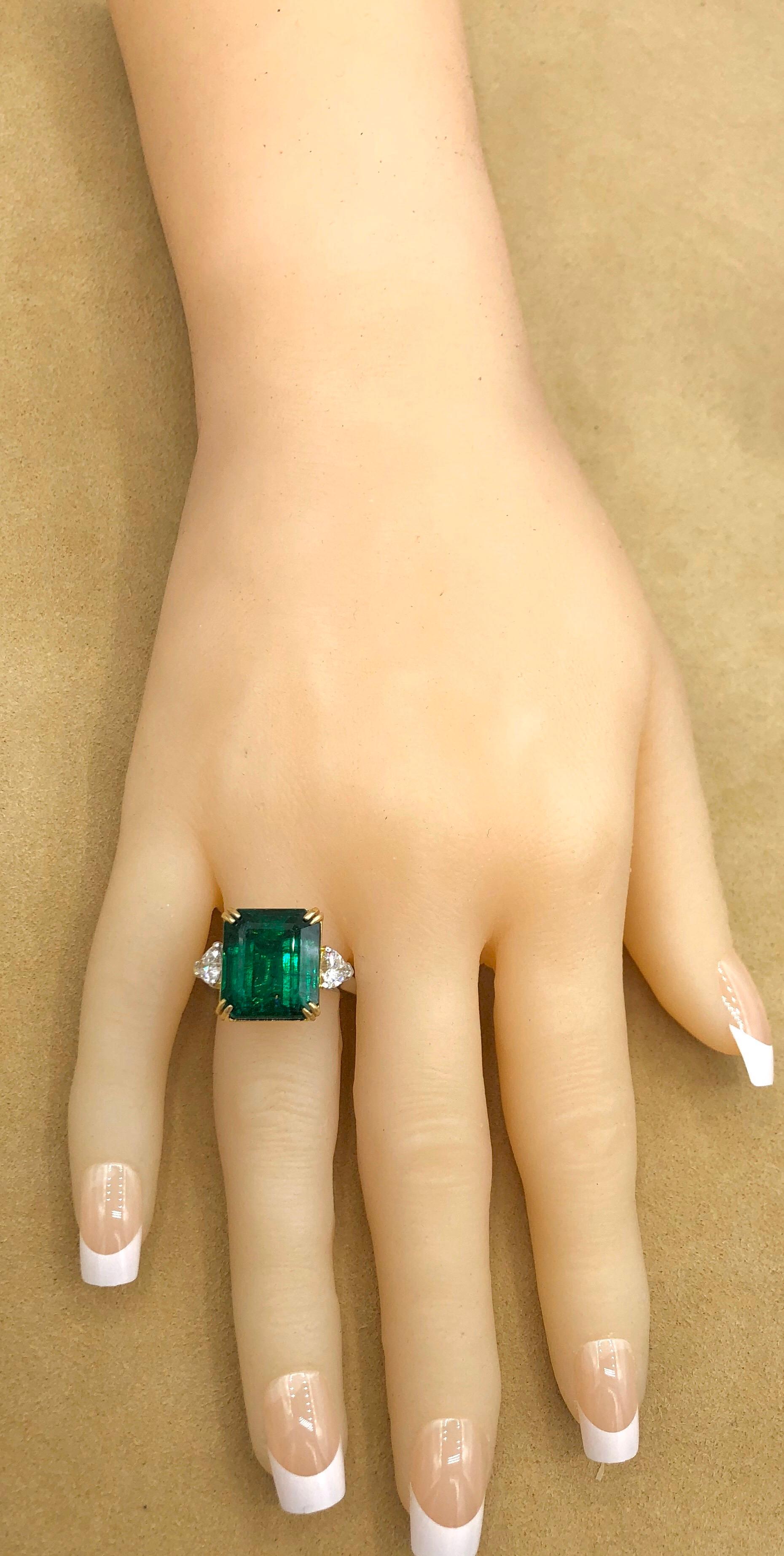 Emilio Jewelry Certified Vivid Green Emerald Diamond Ring 8