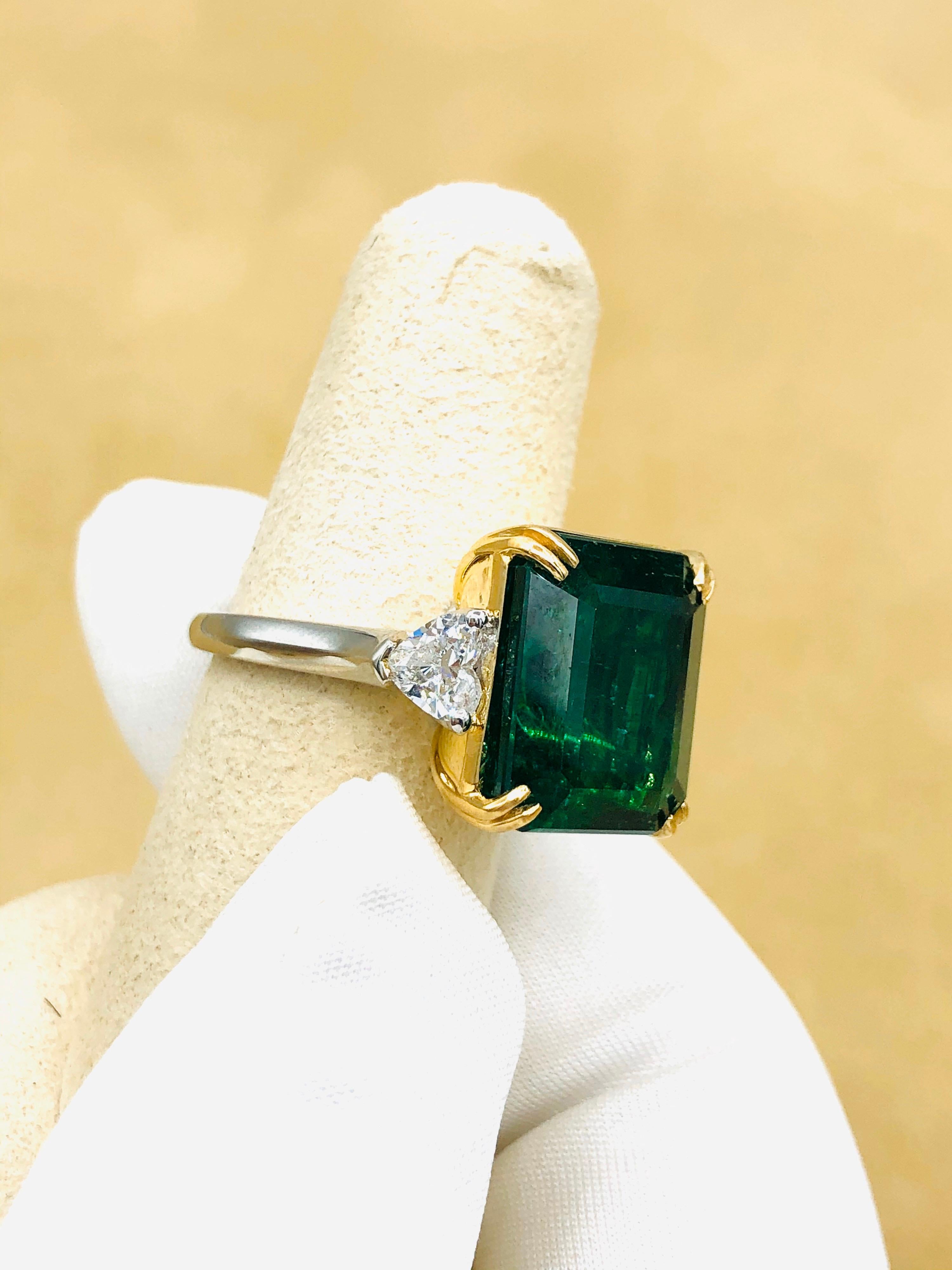 Emilio Jewelry Certified Vivid Green Emerald Diamond Ring 2