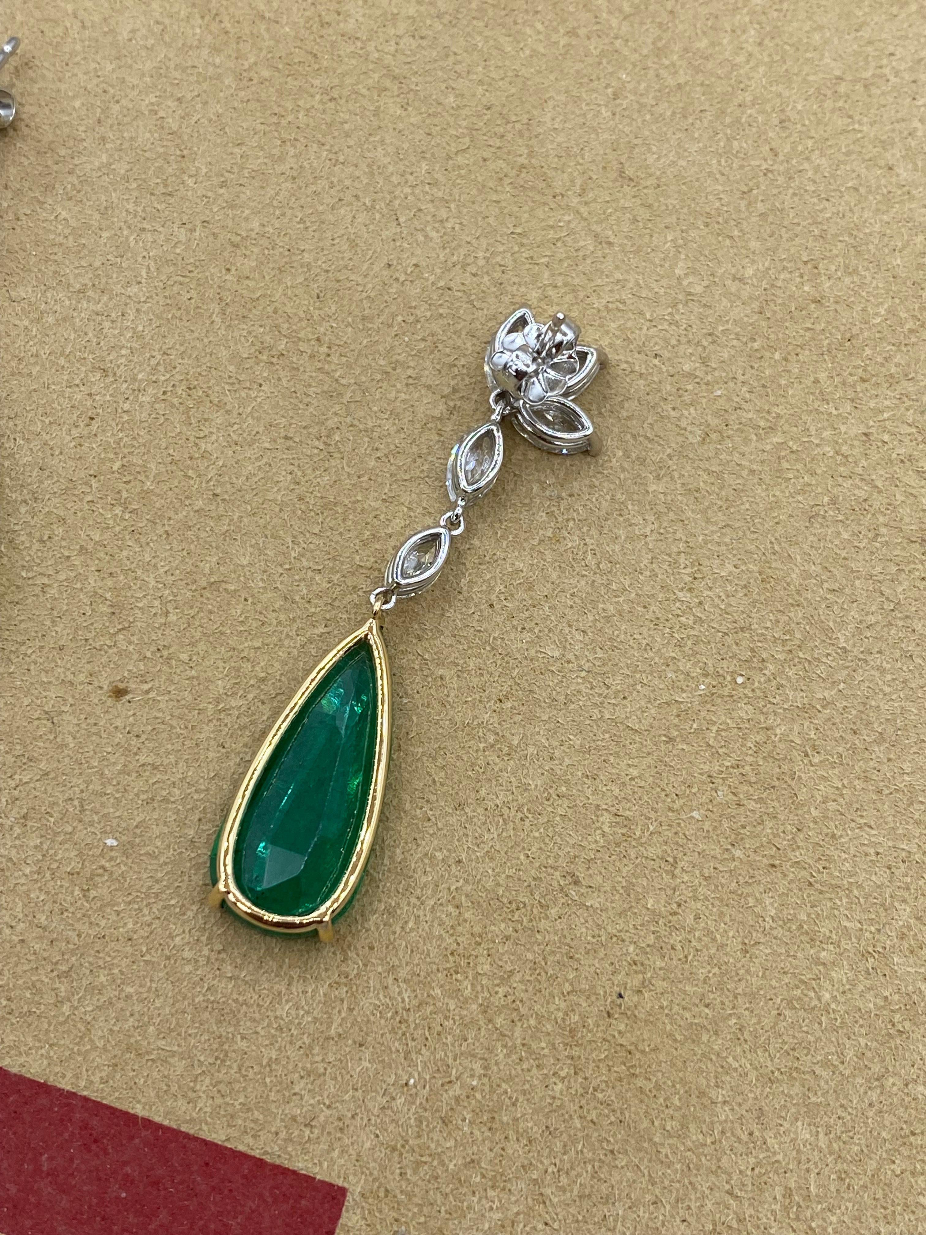 Emilio Jewelry Certified Vivid Green Emerald Drop Earring  1