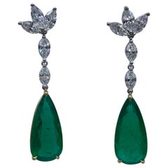 Emilio Jewelry Certified Vivid Green Emerald Drop Earring 