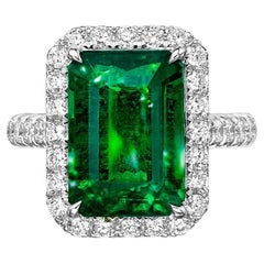 Emilio Jewelry Anillo de esmeralda verde vivo certificado sin aceite de 8,00 quilates