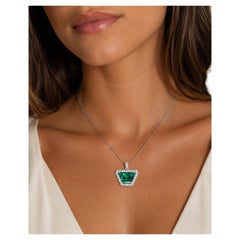 Emilio Jewelry Certified Vivid Green Trapezoid Emerald Pendant