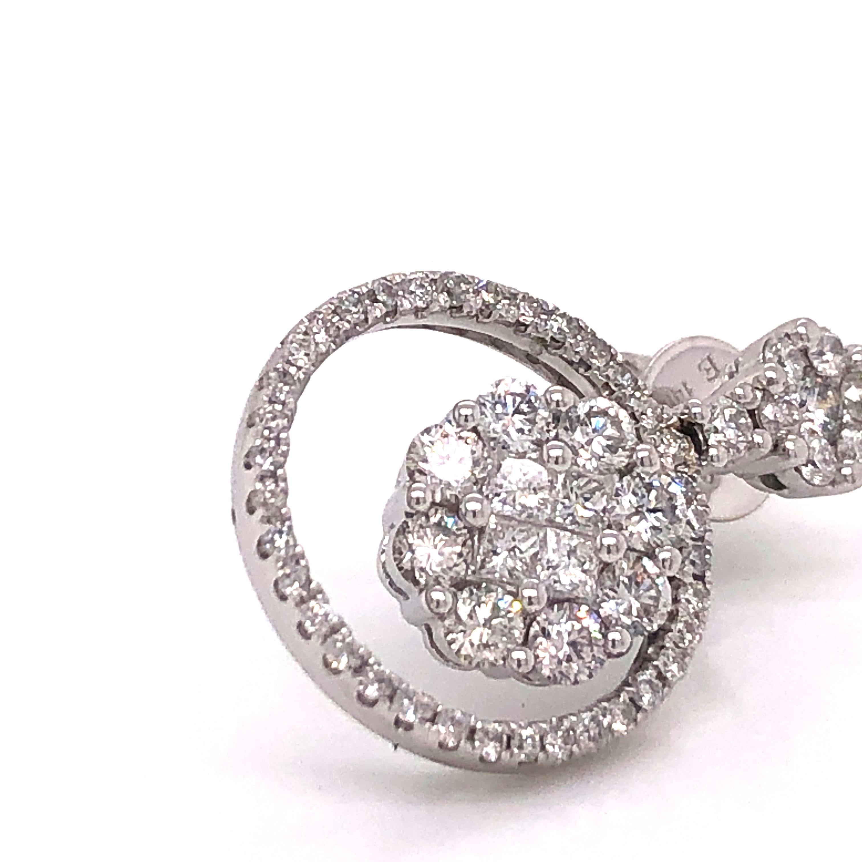 Women's Emilio Jewelry Classic Diamond Gold Cluster Earrings